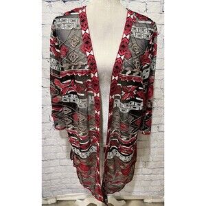 Catherine's Tribal Art to Wear Mesh Lace Embroidered Boho Cardigan Plus-size 0X